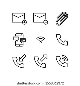 Communication icon set = Add Email, Delete Email, Attachment / Paperclip, Chatting Smartphone, Wifi Signal, Telephone, Telephone In, Phone Out and Phone Ringing