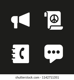 communication icon set. agenda, peace treaty and speech bubble vector icon for graphic design and web