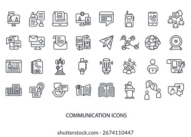 ícone de comunicação definir coleção estilo .design com plano de fundo