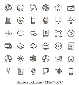 Communication icon set. Collection of high quality outline phone pictograms in modern flat style. Black email symbol for web design and mobile app on white background. Media line logo.