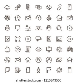 Communication icon set. Collection of high quality outline phone pictograms in modern flat style. Black email symbol for web design and mobile app on white background. Media line logo.