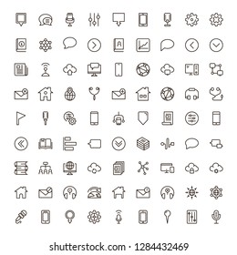 Communication icon set. Collection of high quality outline phone pictograms in modern flat style. Black email symbol for web design and mobile app on white background. Media line logo.