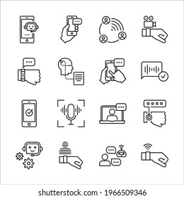 Conjunto de iconos de comunicación. Símbolo de contacto. Estilo De Línea Gruesa Moderna. Ilustración del vector EPS 10.