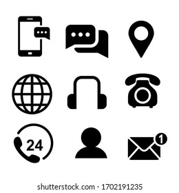 Communication Icon Set. Contact Us Icon Vector Illustration