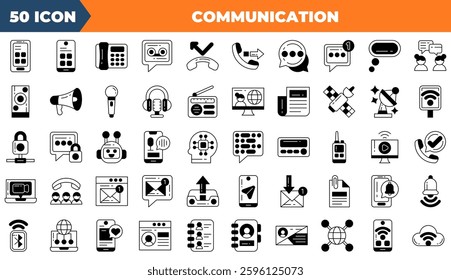 Communication icon set. Containing  discussion, speech bubble, talking,and more. Duotone vector icons collection.