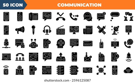 Communication icon set. Containing  discussion, speech bubble, talking,and more. Solid vector icons collection.