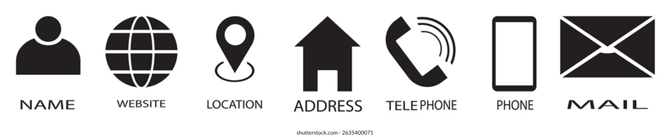 Communication icon set. Containing speak, phone, mail, contact, chat, website, home,  antenna, message, connection, address telephone name location and more. Editable line icons. Vector illustration.