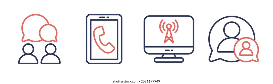O conjunto de ícones de comunicação contém várias coleções de conceitos