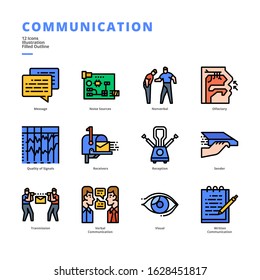 Communication icon set for digital media and printing media.