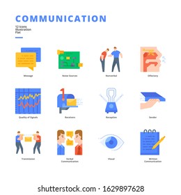 Communication icon set for digital media and printing media.