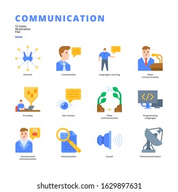 Communication icon set for digital media and printing media.