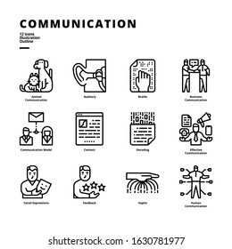 Communication icon set for digital media and printing media.