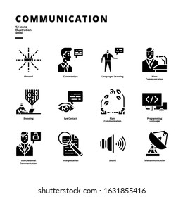 Communication icon set for digital media and printing media.
