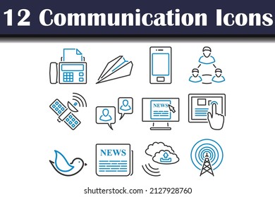 Communication Icon Set. Editable Bold Outline With Color Fill Design. Vector Illustration.