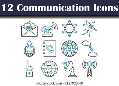 Conjunto de iconos de comunicación. Contorno de negrita editable con diseño de relleno de color. Ilustración vectorial.