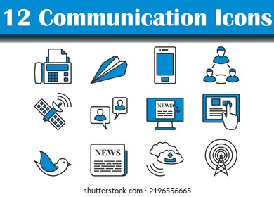 Communication Icon Set. Editable Bold Outline With Color Fill Design. Vector Illustration.