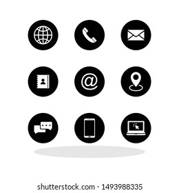 Communication icon set in flat style. Contacts symbols for your web site design, logo, app, UI Vector EPS 10.
