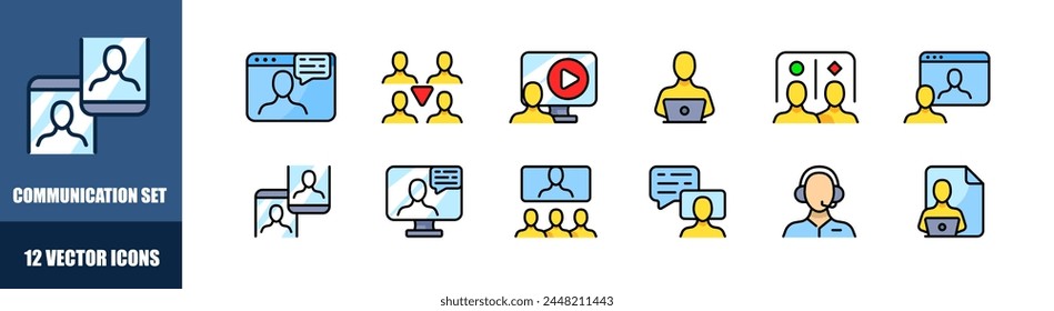Communication icon set. Flat style. Vector icons