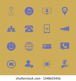 communication icon set with globe, phone technology and sale location vector illustration