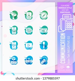 Communication icon set with glyph style for technology. Contact us icon bundle can use for website, app, UI, infographic, print template and presentation.