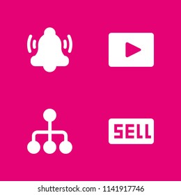 communication icon set. hierarchical structure, notification and video player vector icon for graphic design and web