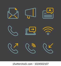 Communication icon set isolated with dark theme, suitable for your chat platform