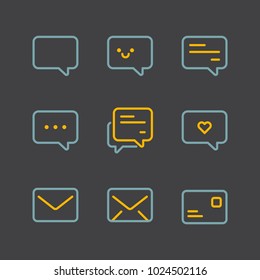 Communication icon set isolated with dark theme, suitable for your chat platform