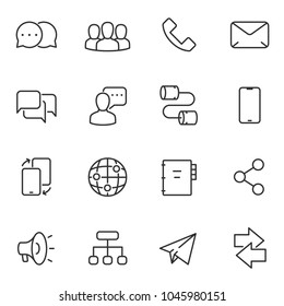 Communication icon set. Line with Editable stroke