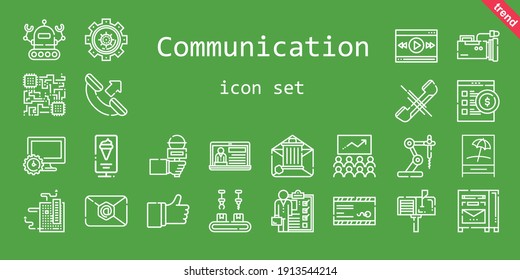 communication icon set. line icon style. communication related icons such as news, settings, video player, mail, like, motherboard, cpu, video camera, skills, robot, online shop, computer, mailbox