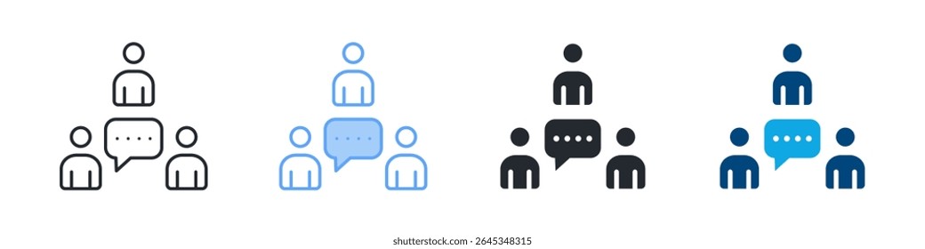 Communication Icon Set Multiple Style. Designed In Outline, Blue, Glyph, Dual Tone