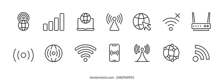 Communication icon set. Network, internet and telecommunication icons. Vector.