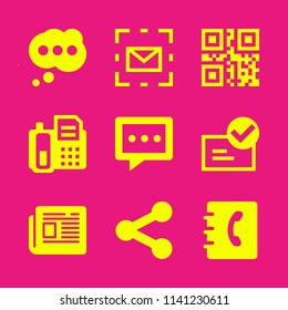 communication icon set. With newspaper, telephone and share  vector icons for graphic design and web