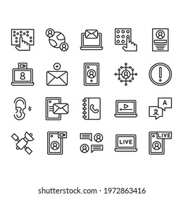 Communication icon set with Outline style for Business : call, email, internet, connection, communication, laptop, phone