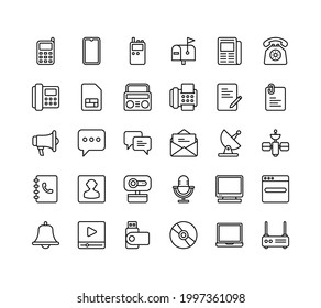 Conjunto de iconos de comunicación con estilo de esquema