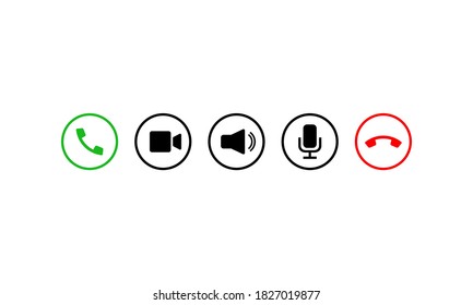 Symbol für Kommunikation gesetzt. Telefon, Kamera, Ton, Mikrofon, Rufzeichen. Vektor EPS10. Einzeln auf weißem Hintergrund