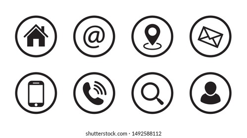 Communication icon set. Phone, mail, search and others - stock vector.