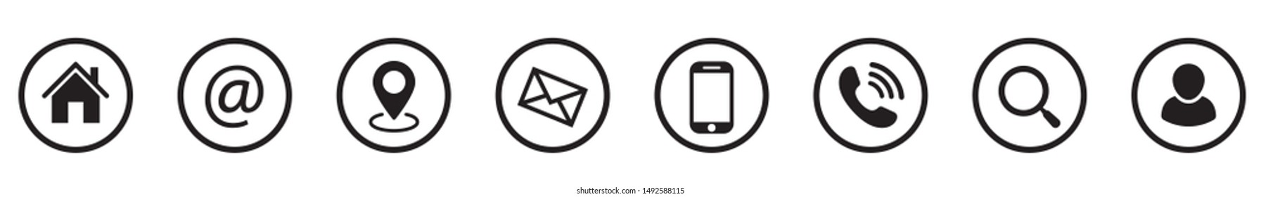 Communication icon set. Phone, mail, search and others - stock vector.