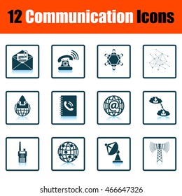 Communication icon set. Shadow reflection design. Vector illustration.
