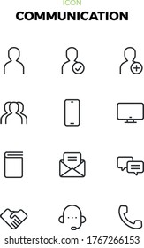 Conjunto de iconos de comunicación, icono de línea simple
