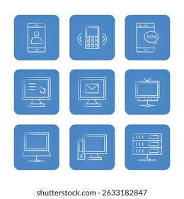 Communication icon set. Solid icons collection, vector illustration.