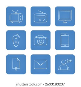 Communication icon set. Solid icons collection, vector illustration.