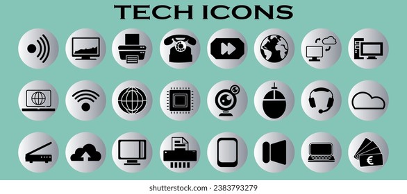 Communication icon set. tech icons.
