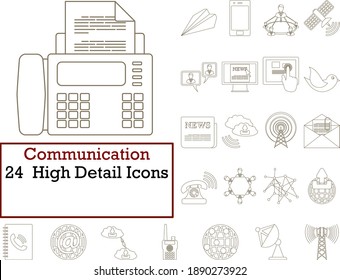Communication Icon Set. Thin Editable Stroke Line Without Filling Design. Vector Illustration.