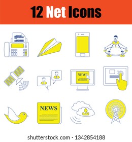 Communication icon set. Thin line design. Vector illustration.