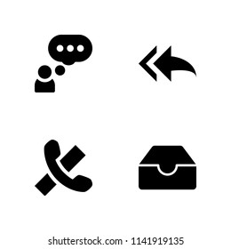communication icon set. thinking, hang up and inbox vector icon for graphic design and web