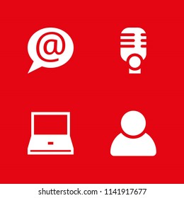 communication icon set. user, laptop and chat vector icon for graphic design and web