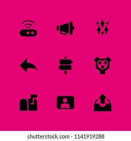communication icon set. user, outbox and megaphone vector icon for graphic design and web