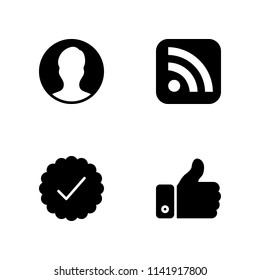 communication icon set. user, verified and like vector icon for graphic design and web