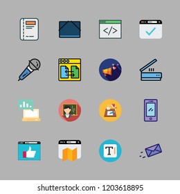communication icon set. vector set about message, file storage, agenda and computer icons set.