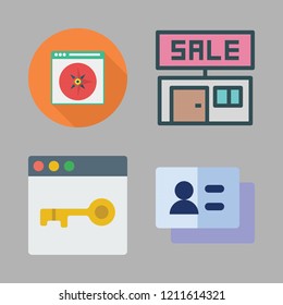 communication icon set. vector set about browser, sale id and business card icons set.
